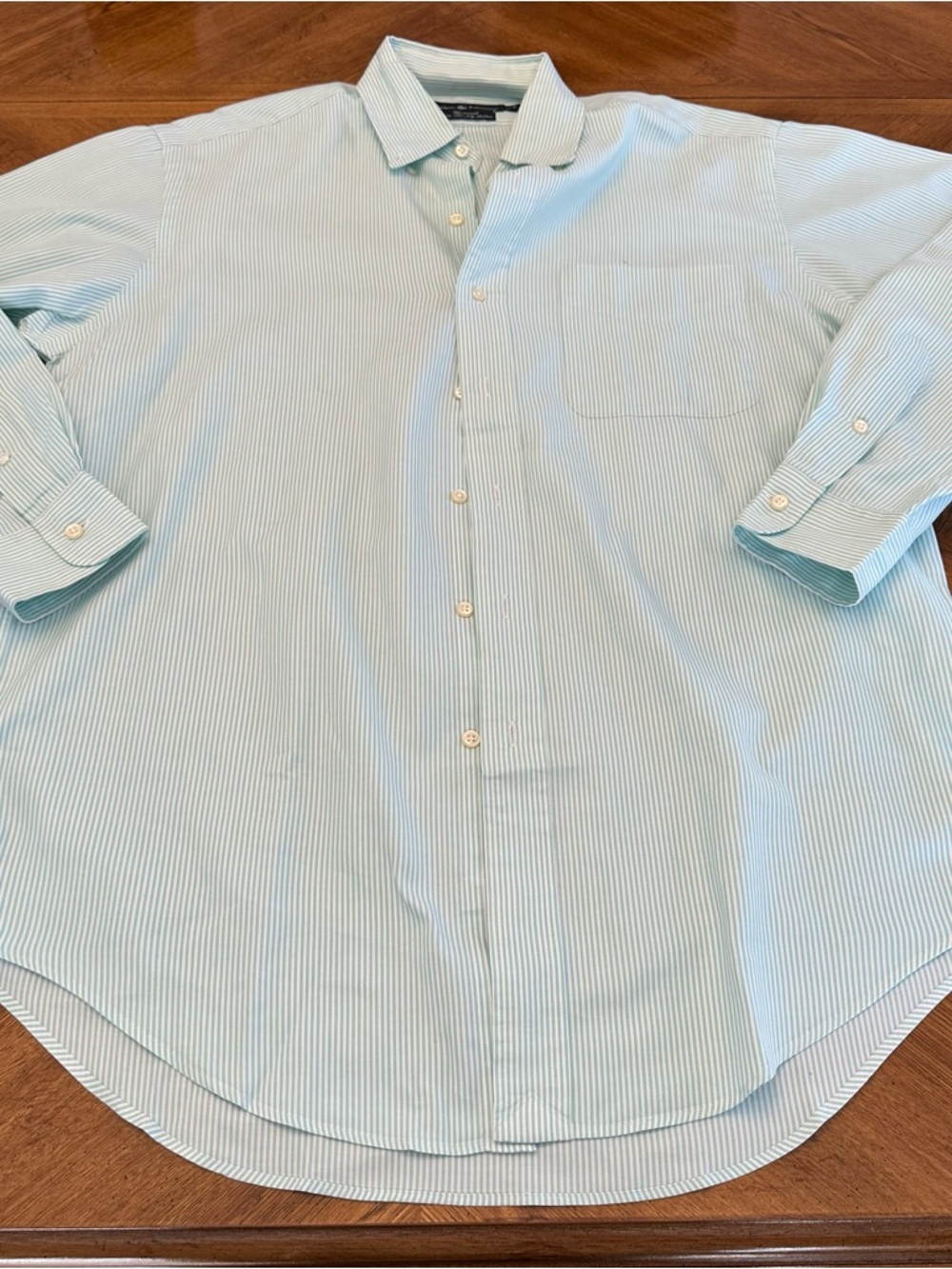 Ralph Lauren Yarmouth Oxford Pinstripe Button Front Long Sleeve Shirt, Size 15.5